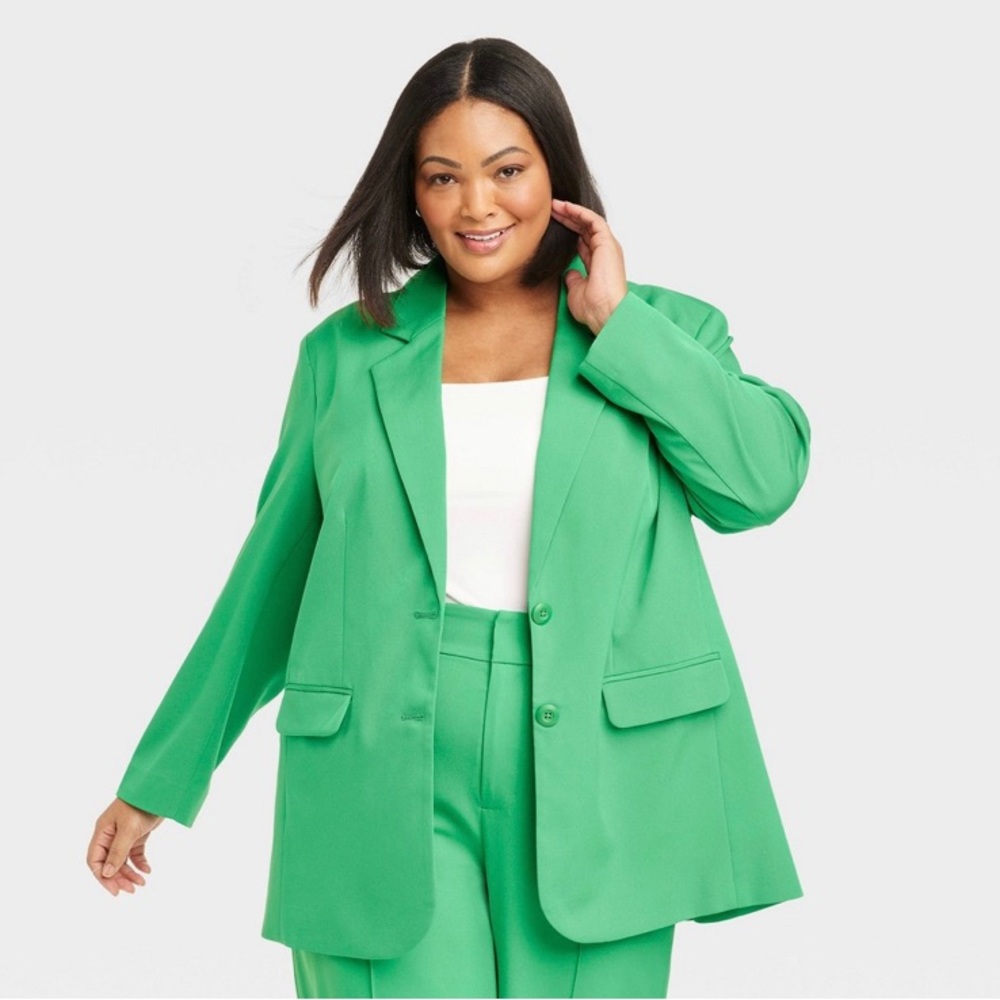 Plus Size Green Longline Blazer Jacket